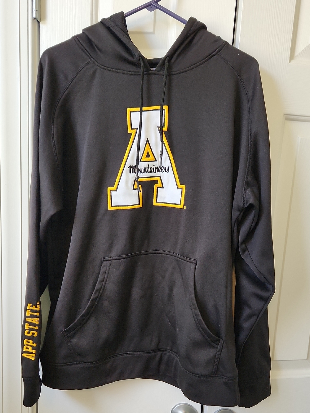 Champion Black Hooded Sweatshirt with White and Gold 'A' Logo